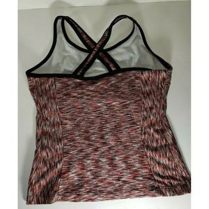 Athleta Red Black Space Dye Criss Cross Straps Tank with Built-In Bra EUC Yoga